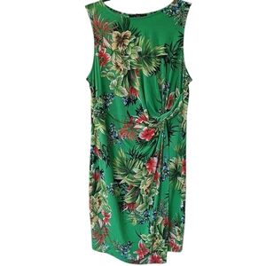 Forever 21 Green Tropical Floral Dress Sleeveless Summer Vacation Resort 1X
